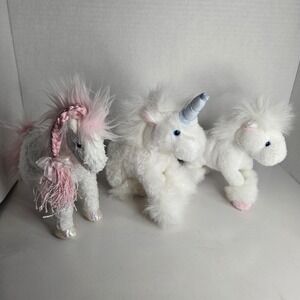 Unicorn Plush Lot of 3 Stuffed Animals Beanie Babies Aurora World